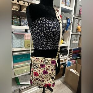 Coach Cream and Pink Crossbody Bag with Floral Design